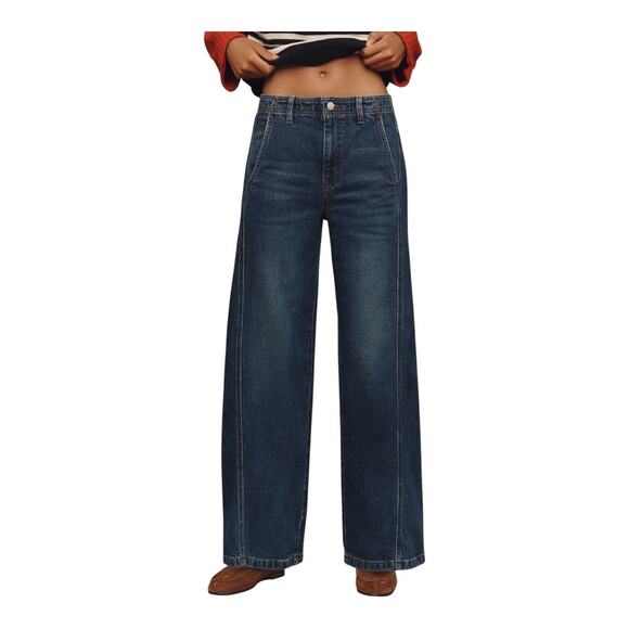 NWT Anthropologie Pilcro Lex High-Rise Relaxed Jeans Denim Dark Size 30 - Picture 1 of 12